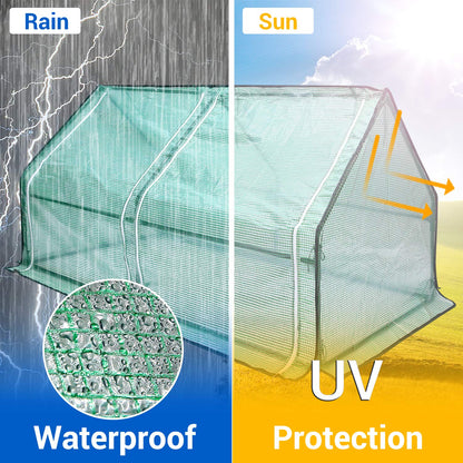 Ohuhu Portable Mini Greenhouse, 71"x36"x36" Greenhouses for Outdoors with Dual Large Zipper Doors & Ground Stakes, Waterproof & UV Protected Plastic Green House for Outside Garden Patio Backy - WoodArtSupply
