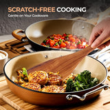 AIUHI Nonstick Natural Wooden Kitchen Utensils Set, Smooth Finish Teak Wood Spoons, Comfort Grip Spatula for Elaborate Cooking 6 PCS AIUHI