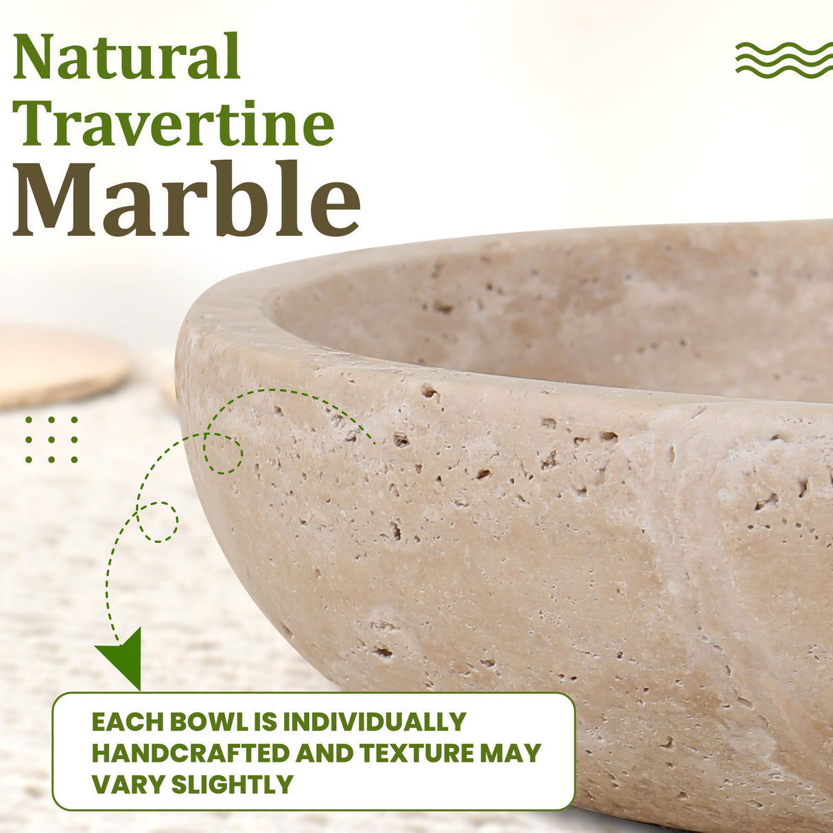 FNTSTICGOODS Travertine Decorative Bowl - 7.8” Diameter & 2” Height - Key Bowl for Entryway Table - Travertine Bowl for Fruit - Organic Modern Centerpiece Bowl - Beige/Natural FNTSTICGOODS