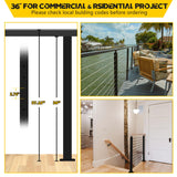 VEVIVOOVY Stainless Steel Cable Railing Post 36"(Post 34"x2"x2"),Level Drilled Railing Post with Adjustable Top Mount Cable Handrail Post,DIY Black Railing Post for Decks,Porchs,Balconies -6Pack VEVIVOOVY