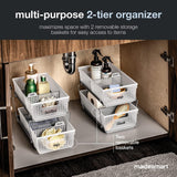 madesmart 2-Tier Organizer, Multi-Purpose Slide-Out Storage Baskets with Handles and Dividers, Frost madesmart