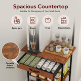 Homsorout Coffee Bar Station - Bakers Rack with Fabric Drawer, Microwave Oven Storage Stand, Bakers Rack for Coffee Stand Station, Home Kitchen Organizer, Brown Homsorout
