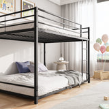 Full Over Full Bunk Beds, Metal Heavy Duty Full Size Bunk Beds for Kids, Full Size Bed Frmae for Boys and Girls,Loft Bed with Ladder and Guardrail for Small Spaces (Black) FOUBAM