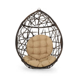 Christopher Knight Home Isaiah Indoor/Outdoor Wicker Tear Drop Hanging Chair (Stand Not Included), Multi-Brown and Tan Christopher Knight Home