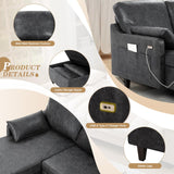 ACMEASE 76" Sectional Sofa Couch with Reversible Chaise, Suede Leather L Shaped Sofa w/USB Charger Ports & Storage Bag, Convertible Modern Couch w/Storage Space for Living Room, Small Space, Grey ACMEASE
