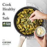 CAROTE 14Pcs Pots and Pans Set Non Stick, Cookware Sets Induction Cookware Granite Cooking Set with Frying Pans, Saucepans, Saute Pan, Extra Large Casserole CAROTE