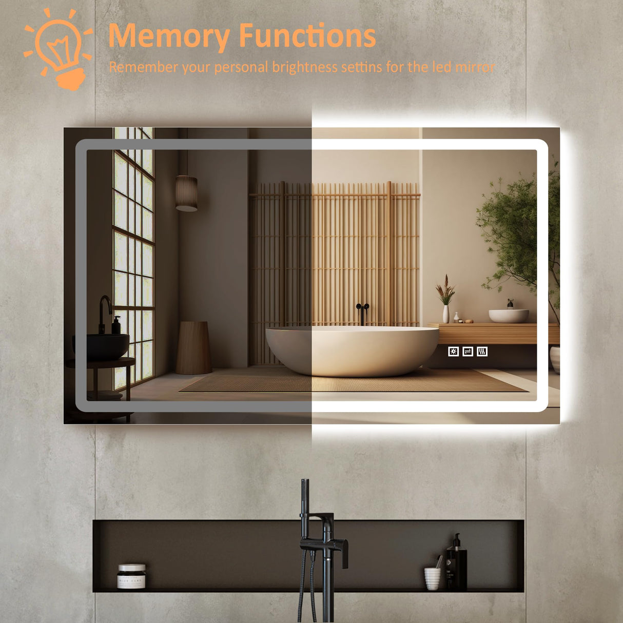 DURASPACE 60 x 36 inch Led Bathroom Mirror with Frontlit and Backlit,Dimmable Vanity Wall Mirror Anti-Fog Memory Mirrors for Bathroom Vanity (Vertical/Horizontal) DURASPACE