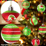 Wninbu 12 Pcs 2.4 Inch Christmas Ball Ornaments for Tree,Red and Green Glittering Hanging Bulbs Pendants for Christmas Tree Decorations Wninbu