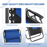 Yaheetech Padded Zero Gravity Recliner, Foldable Outdoor Patio Chairs, Adjustable Anti Gravity Lounger for Backyard Camping w/Carry Strap, Cup Holder, Pillow Navy Blue/Black Set of 2 Yaheetech