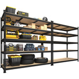 PrimeZone 2 Pack Heavy Duty Adjustable 5 Tier Garage Storage Shelves - 47" W x 18" D x 71" H, Metal Utility Rack Shelf Unit for Warehouse, Pantry, Closet, Kitchen, Black PrimeZone
