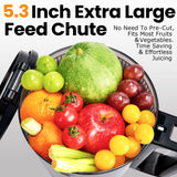 Cold Press Juicer,Slow Masticating Juicer Machines with 5.3" Large Feed Chute for Most Fruits and Vegetables,Easy to Clean Lemon Orange Juicer with 250W Motor and High Juice Yield,Deep Grey ATSENT