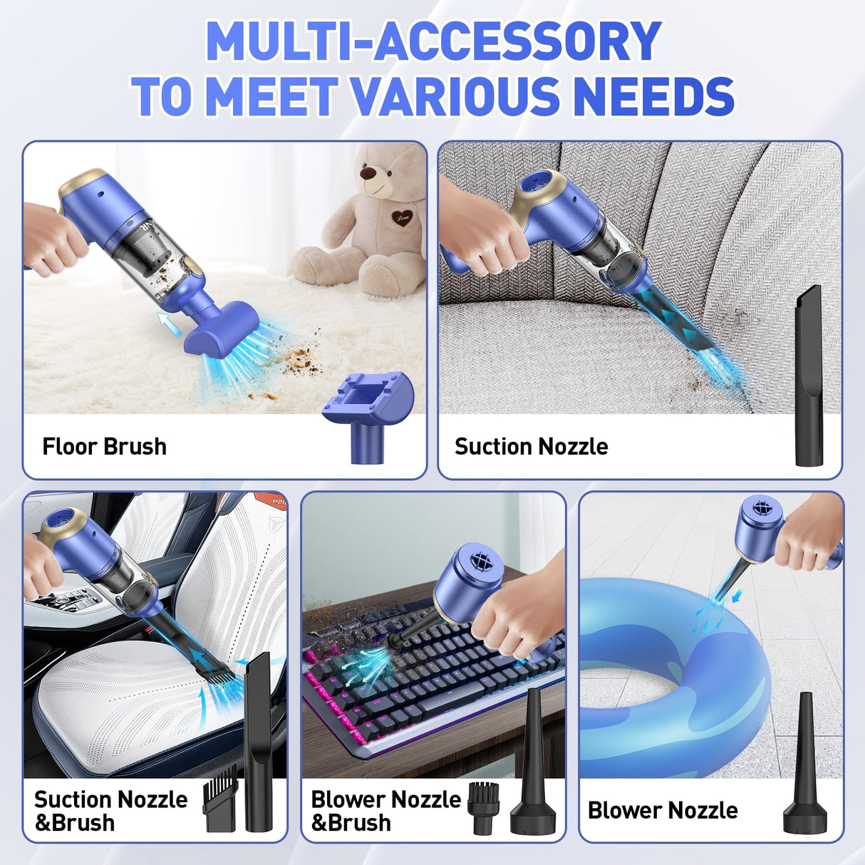 AHNR Handheld Car Vacuum Cleaner Cordless with Brushless Motor, 20000PA High Power Vacuum Cleaner & Air Duster, 3 in 1 Keyboard Portable Vacuum Cleaner, Mini Hand Held Vacuum Cleaner for Car Home AHNR
