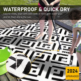 Outdoor Rug 6x9Ft, Solar Powered Outdoor Camping Rug with 94LEDs Strip Lights, Waterproof Plastic Reversible Outdoor Straw Rugs, Rugs Mat for RV Camping Patio Beach Balcony House Deck Picnic carpopo