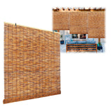 Cordless Bamboo Blackout Blinds for 20-75in Wide Windows Shades, 48-84in Length, Outdoor Bamboo Roller Blinds for Porch or Patio Sun Shades Privacy Protection Roll Up Shades(31x64in(WxH)) ZFSYMGYL