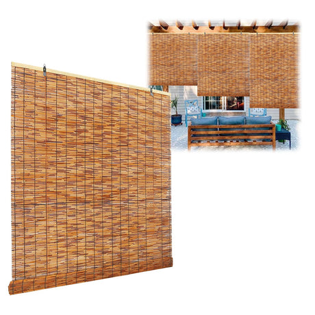 Cordless Bamboo Blackout Blinds for 20-75in Wide Windows Shades, 48-84in Length, Outdoor Bamboo Roller Blinds for Porch or Patio Sun Shades Privacy Protection Roll Up Shades(72x84in(WxH)) ZFSYMGYL