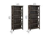 Bush Business Furniture Key West Tall 5 Shelf Bookcase Set in Dark Gray Hickory - Stylish Storage Solution for Any Space Bush Business Furniture