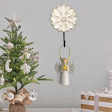 dwellington Decorative Boho Flower Towel Hooks, White Distressed Wood Hanging Hooks, Farmhouse Boho Coat Rack Hooks for Hanging Things, Towels, Purse dwellington