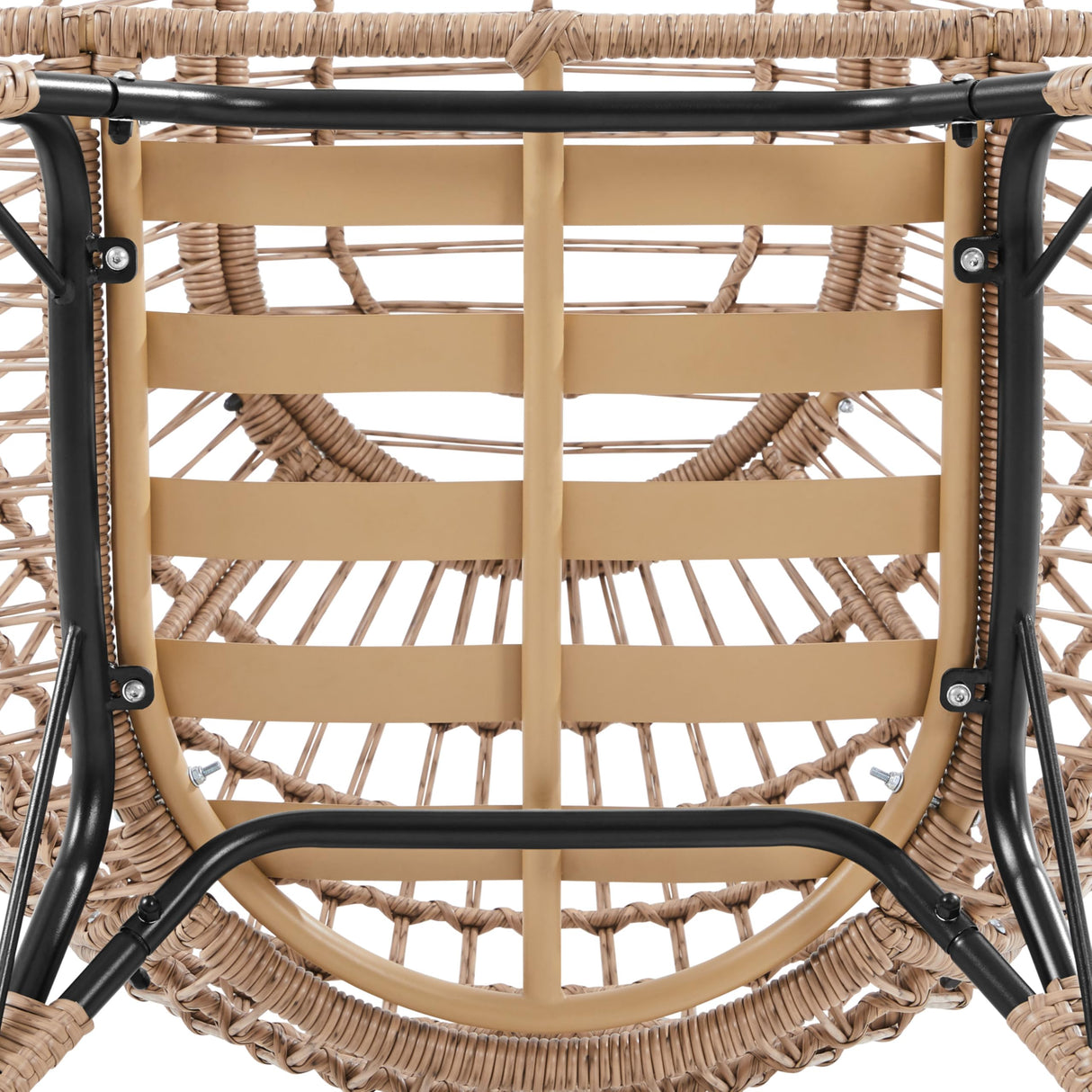 Yaheetech Egg Rattan Chair, Indoor/Outdoor PE Rattan Egg Basket Lounge Chair w/ 4 Cushions, Oversized Egg-Shaped Chair w/Metal Frame Stand for Patio, Backyard, Living Room - Light Brown/Black Yaheetech