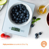 MasterChef Digital Food Scale Grams and Ounces for Kitchen, Portable Food Weight Scale with LCD Display for Baking & Cooking, Tempered Glass Scales, Weighing Precision of 0.1oz, 11lb Weight Capacity MasterChef