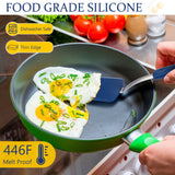 Yetene Silicone Cookie Spatula Turner 2 Pack Mini Brownie Spatula Flexible Kitchen Small Silicone Spatulas for Nonstick Cookware Heat Resistant No Scratch Flipper for Egg Pancake (Gray, Blue) Yetene