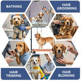 LSAIFATER 31" Dog Grooming Arm with Clamp – Adjustable Dog Grooming Table Arm Customizable Height for Small & Medium Dogs, with Grooming Loop Noose & Two No-Sit Haunch Holder Restraint, Black LSAIFATER