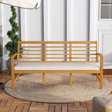 Tangkula 64 Inch Patio Acacia Wood Bench, 3-Seat Extra Long Chair with Cushion, Slatted Seat & Backrest, 3-Person Outdoor Wood Bench for Backyard, Porch, Balcony & Garden Tangkula