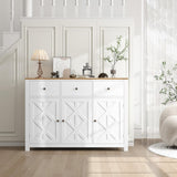 finetones Buffet Cabinet with Storage, 47.3” Farmhouse Sideboard Buffet Cabinet, White Kitchen Cabinet Display Cabinet with 3 Drawers and 3 Doors, Wood Coffee Bar Cabinet for Kitchen Dining Room finetones