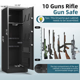 Emasme Gun Safes, Rifle Gun Safe with a Storage Box, No Assembly Required, Gun Cabinet with Removable Shelf, for Home Rifle and Pistols Storage(8-10 Gun Safe Digital) Emasme
