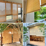 Custom Made Bamboo Blinds for Windows Bamboo Shades for Patio Bamboo Shades for Doors Bamboo Window Shades Handmade Easy to Install Suitable for Indoor and Outdoor Use F+Yellow White JSDMBD