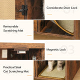 HOOBRO Cat Litter Box Enclosure with Rattan Door, Hidden Litter Box Furniture, Litter Box Enclosure with Adhesive Cat Scratching Mat, Coffee Table, 31.4" L x 17.7" W x 18.1" H, Rustic Brown FY18MW01 HOOBRO