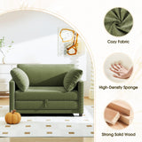51" Convertible Loveseat Sofa Bed, 2 in1 Folding Sofa Bed, Loveseat Sleeper Sofa for Small Spaces, Fold Out Floor Couch with 2 Pillows for Apartment, Living Room & Guest Room, Green Chenille Fabric Myroyalsit