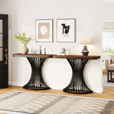 Tribesigns Console Table, Industrial Entryway Table with Geometric Metal Base, 39-Inch Small Sofa Accent Table for Entrance, Living Room, Hallway, Rustic Brown (Rustic Brown) Tribesigns