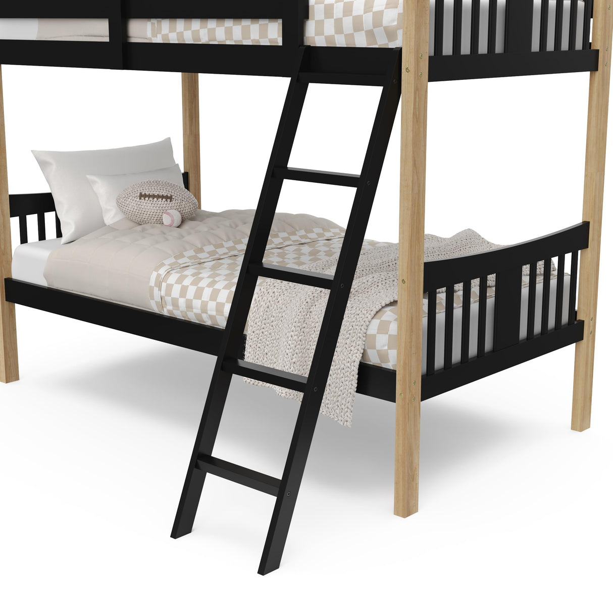 Storkcraft Caribou Twin-Over-Twin Bunk Bed (Black with Natual) – GREENGUARD Gold Certified, Converts to 2 Individual Twin Beds Storkcraft