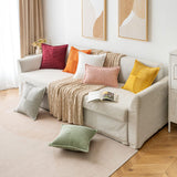 MIULEE Corduroy Pillow Covers with Splicing Set of 2 Super Soft Boho Striped Pillow Covers Broadside Decorative Spring Throw Pillows for Couch Cushion Livingroom 18x18 inch, Beige MIULEE