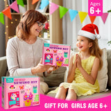 Flying Childhood Soft Felt Sewing Kit for Kids Arts & Crafts, 6 Easy DIY Stuffed Animal Dolls and Plush Pillow, Instructions, Gifts for Girls 6-12, Embroidery Kit for Learn Sew Flying Childhood