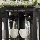 Eyisean Lighted Corner Curio Cabinet 70" Glass Display Cage with 6 Tempered Adjustable Shelves, Freestanding Home Bar Cabinet with Door, Rack for Liquor Storage and Living Room (Black) Eyisean