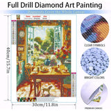 Diamond Art Kits for Adults Beginner- Cozy Kitchen and Garden Sunshine and Dog Diamond Painting Kits 5D Diamond Dots Gem Art Crafts with Tools- Round Full Drill Funny Crafts for Home Wall Decor&Gift Fairyland JinWenn