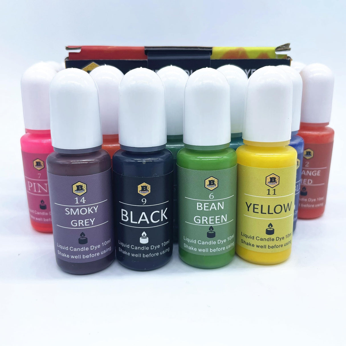 Beesworks Candle Dyes | 16 Colors Liquid Dyes for DIY Candle Making | 16 Bottles Liquid Candle Dyes Each 0.35oz/10ml BEESWORKS