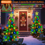 2-Pack 3.6FT Solar Christmas Tree Outdoor Christmas Decorations, 8 Modes Solar Xmas Tree Lights with 100 LED, Waterproof Solar Christmas Lights for Yard Front Porch Pathway Grave Cemetery Decor Ohwewant