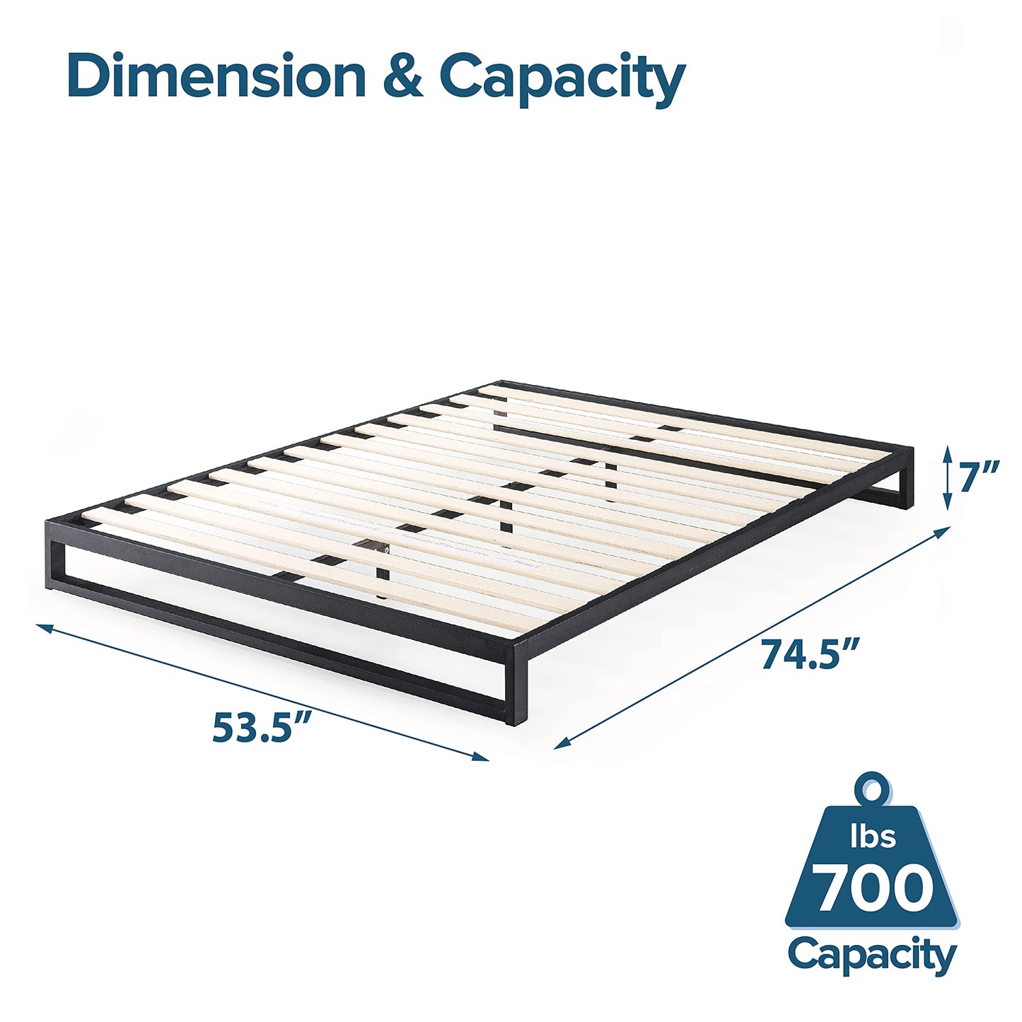 ZINUS Trisha Low Profile Metal Platform Bed Frame with Wood Slat Support - Easy Assembly, No Box Spring Needed, Full Size - WoodArtSupply