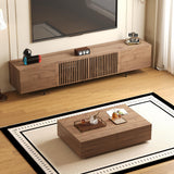 NessCarsti Mid-Century Modern TV Stand & Expandable Coffee Table Set, Walnut Finish, Stylish Storage Combo for Living Room or Bedroom (94.48“TV Stand+Coffee Table) NessCarsti