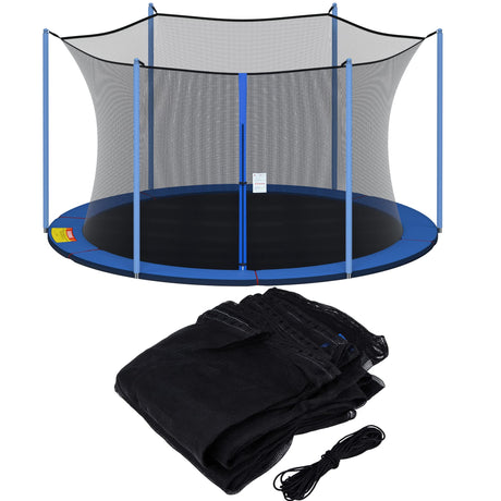 SPORTYOUTH Trampoline Netting Replacement Safety Enclosure for 14 ft 6 Straight Poles Round Frame Trampoline, Breathable Weather-Resistant Tear-Proof Netting with Adjustable Straps, NET ONLY SPORTYOUTH