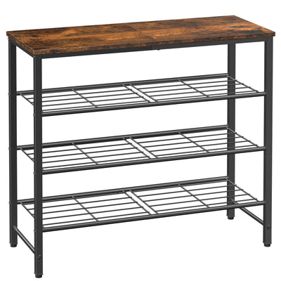 Kitsure Shoe Rack for Closet, Rustic Brown Shoe Organizer with Leveling Feet, Sturdy & Rust-Proof Shoe Storage for Entryway, Bedroom, Living Room, 29.5" x 11.4" x 24.8", Brown