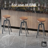 VILAVITA Vintage Adjustable Bar Stools Set of 2, Height Ranges from 24.8 to 30.8 inch, Natural Wood Seat and Heavy Metal Frame Rustic Industrial Swivel Bar Stools VILAVITA