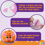 JOYIN 18 Packs Halloween Pumpkin Decorating Stickers Craft Kit, Halloween Party Supplies Arts Activities, Kids Party Favors, Jack O Lantern Foam Face Sticker in 9 Animal Designs, Classroom Games JOYIN