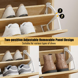 Gadroad Shoe Storage Cabinet with 2 Flip Drawers, Freestanding Hidden Shoe Organizer with Wood Legs, Farmhouse Narrow Shoe Rack for Entryway, Living Room, and Bedroom (Natural) Gadroad