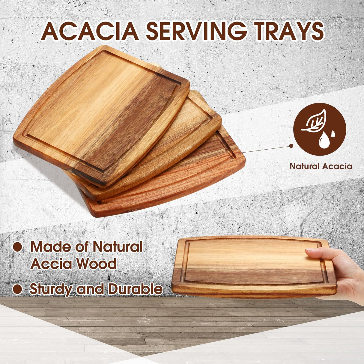 Kigley 10 Pcs Wooden Dinner Plates Cutting Boards Bulk for Laser Engraving with Juice Groove Chopping Board Charcuterie Board Carving Tray for Kitchen Housewarming Gift (8 x 10 Inch) Kigley