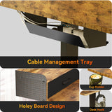 WALKINGDESK 63 Inches Height Adjustable L Shaped Standing Desk with 3 Drawers and Monitor Shelf, Electric Corner Comupter Desk, Sit Stand up Home Office Desk, Ergonomic Gaming Desk, Rustic Brown WALKINGDESK