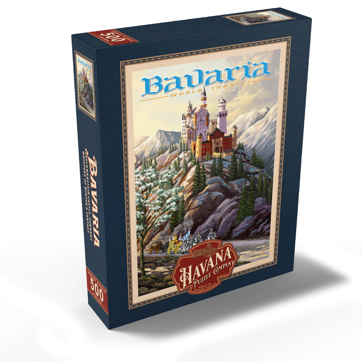 MyPuzzle Neuschwanstein Castle, Germany - Whispers of Winter's Fantasy, Vintage Travel Poster - Premium 500 Piece Jigsaw Puzzle for Adults MyPuzzle.com