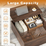 FABATO Lift Top Coffee Table, Wood Square Coffee Table with Storage, Farmhouse Coffee Tables with Hidden Storage Compartment, Center Table with Lifting Tabletop for Living Room, Home Office, Walnut FABATO